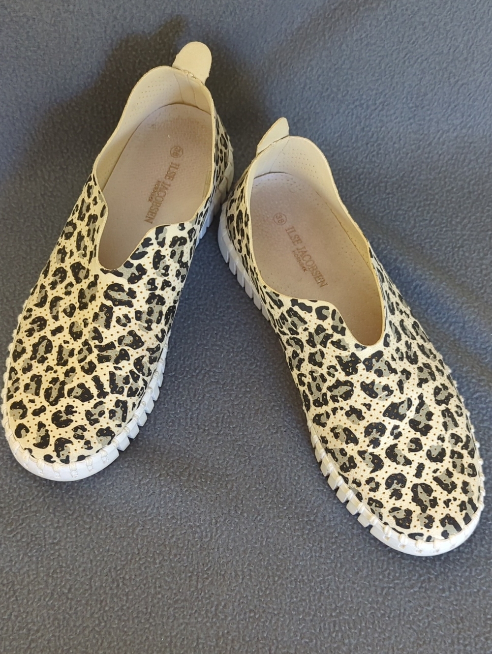 Ilse Jacobsen Animal Print Slip-On Shoes.